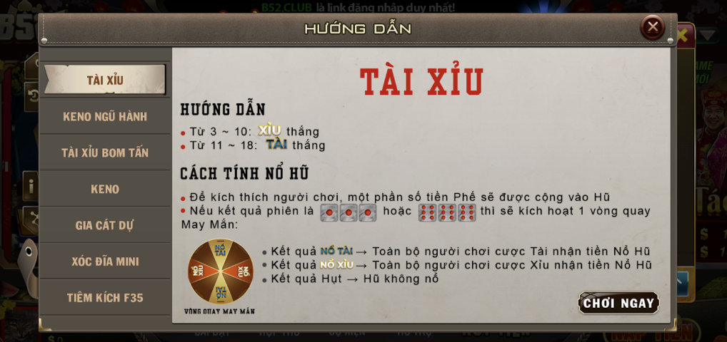 Những mẹo đánh game bai doi thuong Tài xỉu hay tại B52