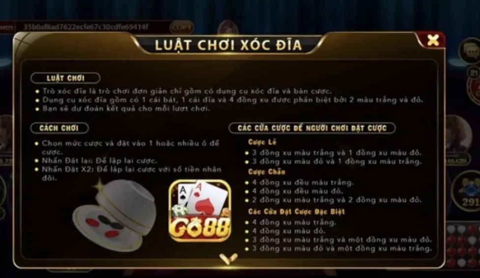 Cùng tìm hiểu game đánh bài đổi thưởng Xóc đĩa có mặt tại Go88