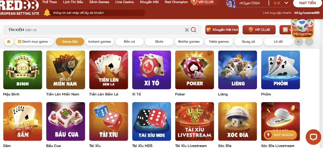 Nhận thưởng khủng cùng sân chơi game đổi thưởng Red88